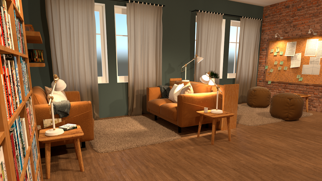 Grundlagen der Innenraumgestaltung: "Das zweite Zuhause - ein soziales Literaturcafe in Heckinghausen"