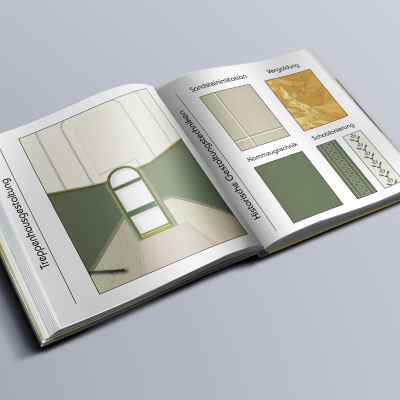 Gestaltungstechniken der Restauration, Imitation und Dekoration: Sandstein-Imitation, Kammzugtechnik, Vergolden und Schablonieren